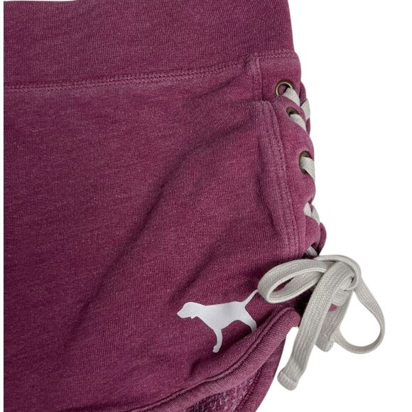 PINK Victoria’s Secret Maroon Lace Up Shorts - Picture 3 of 5